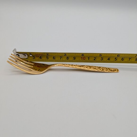 Americana Golden Heritage Flatware Golden Scroll 6 Salad/Dessert Forks 6" - Picture 9 of 10